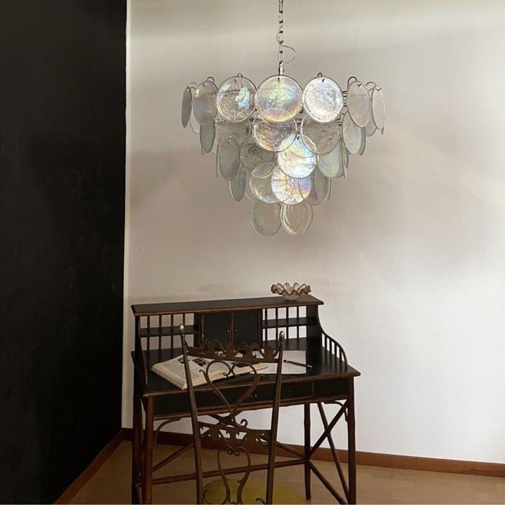Iridescent Glass Disc LED Ceiling Chandelier