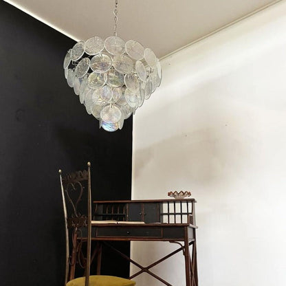 Iridescent Glass Disc LED Ceiling Chandelier