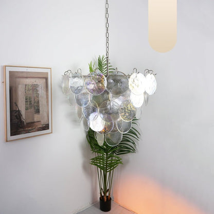 Iridescent Glass Disc LED Ceiling Chandelier
