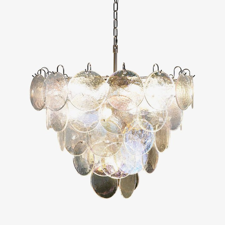 Iridescent Glass Disc LED Ceiling Chandelier