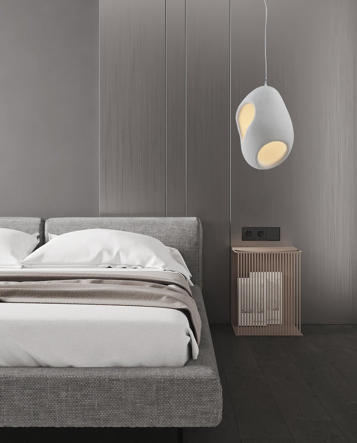 Japandi Sculptural Pendant Light – Minimalist Epoxy Resin LED Lamp