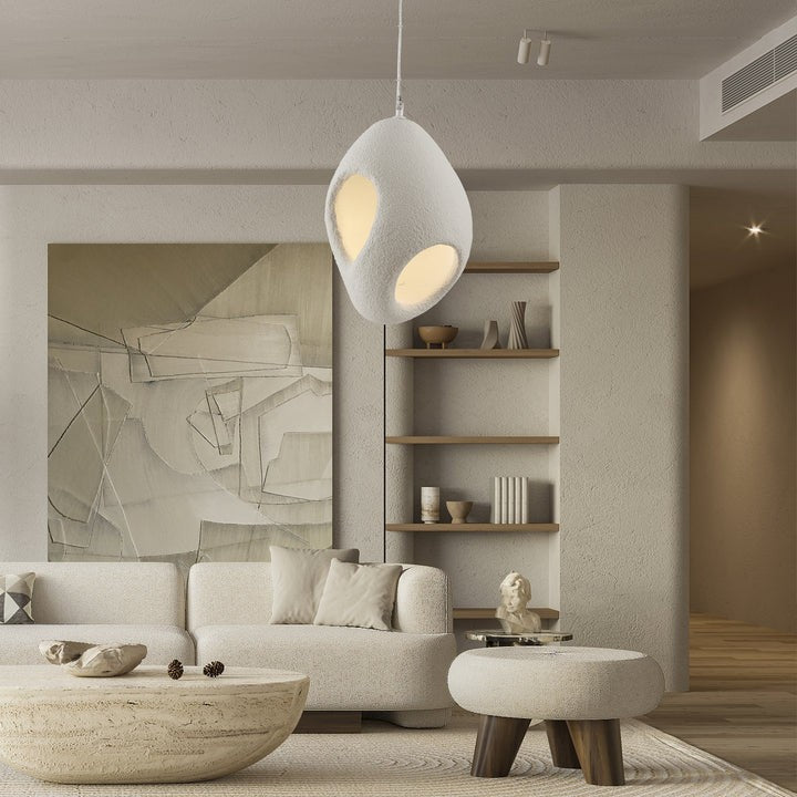 Japandi Sculptural Pendant Light – Minimalist Epoxy Resin LED Lamp