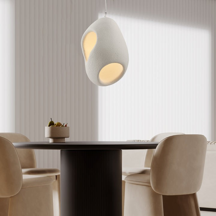 Japandi Sculptural Pendant Light – Minimalist Epoxy Resin LED Lamp