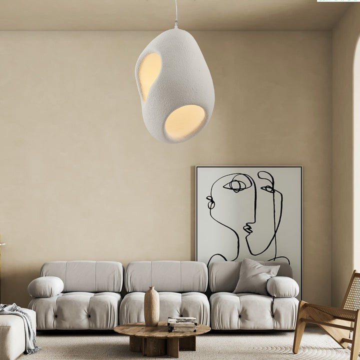 Japandi Sculptural Pendant Light – Minimalist Epoxy Resin LED Lamp