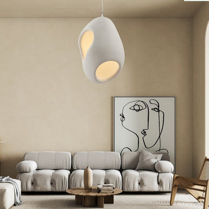 Japandi Sculptural Pendant Light – Minimalist Epoxy Resin LED Lamp