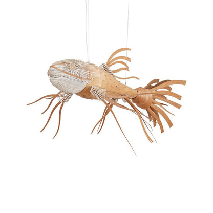 Koi-Inspired Wood Slat LED Chandelier