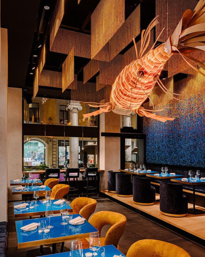 Koi-Inspired Wood Slat LED Chandelier
