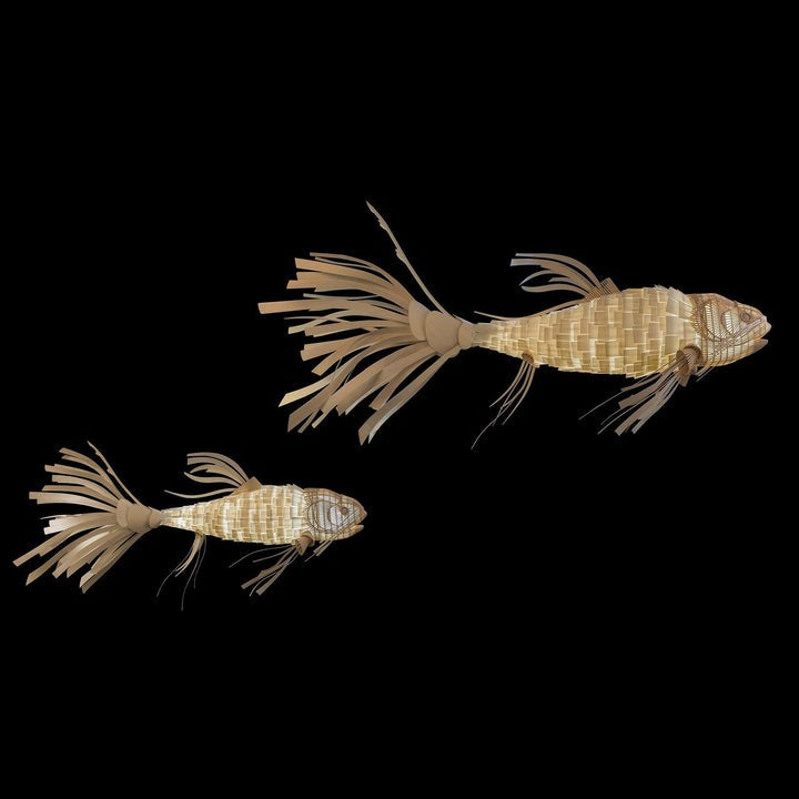 Koi-Inspired Wood Slat LED Chandelier