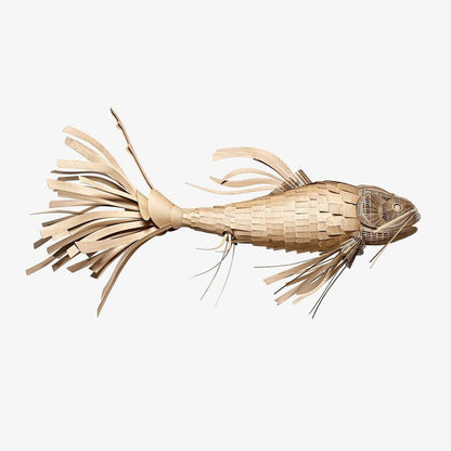 Koi-Inspired Wood Slat LED Chandelier
