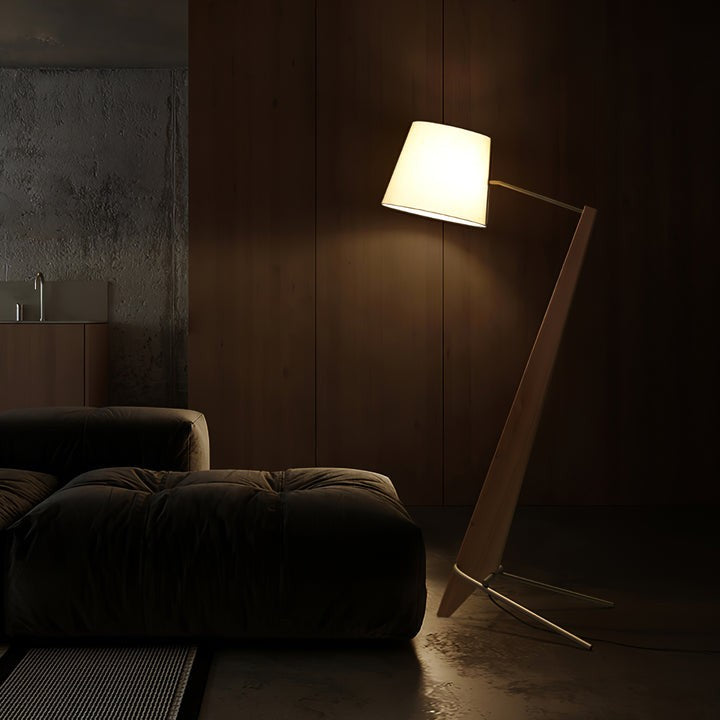 Large Modern Wood & Metal LED Floor Lamp