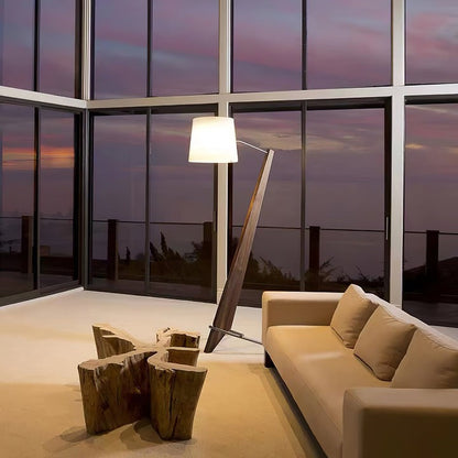 Large Modern Wood & Metal LED Floor Lamp