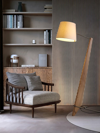 Large Modern Wood & Metal LED Floor Lamp