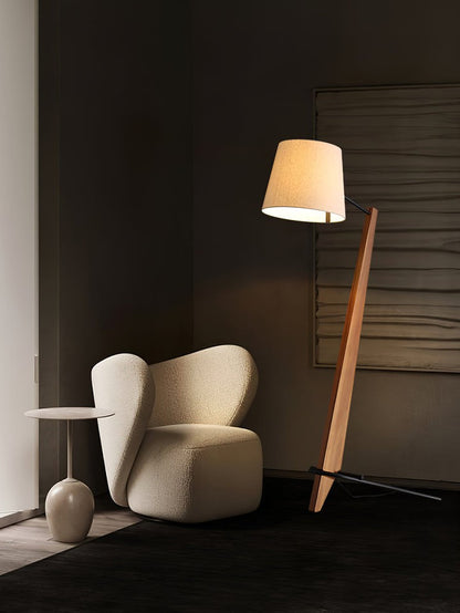 Large Modern Wood & Metal LED Floor Lamp