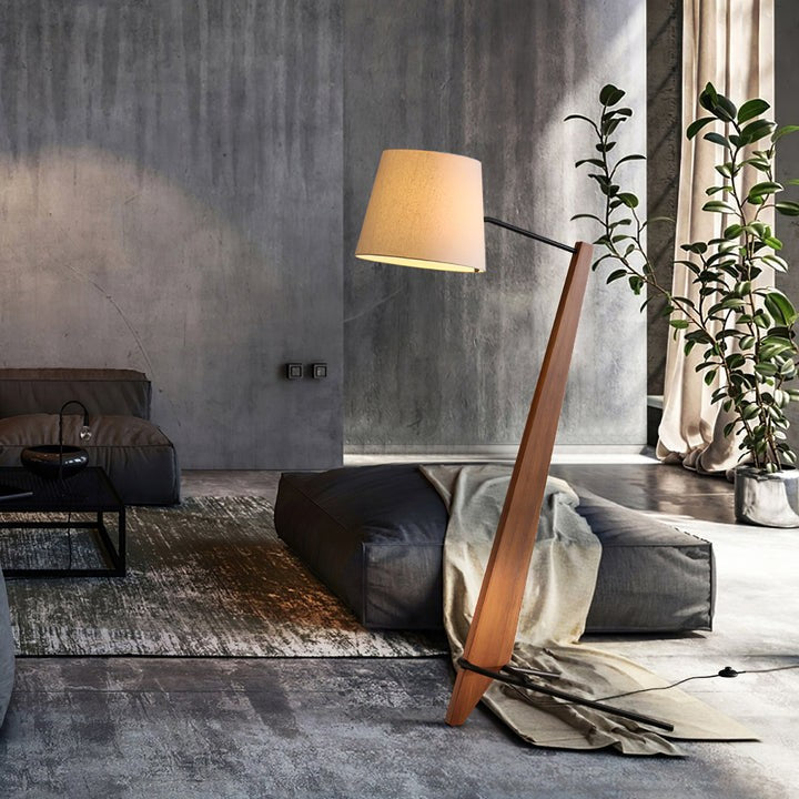 Large Modern Wood & Metal LED Floor Lamp