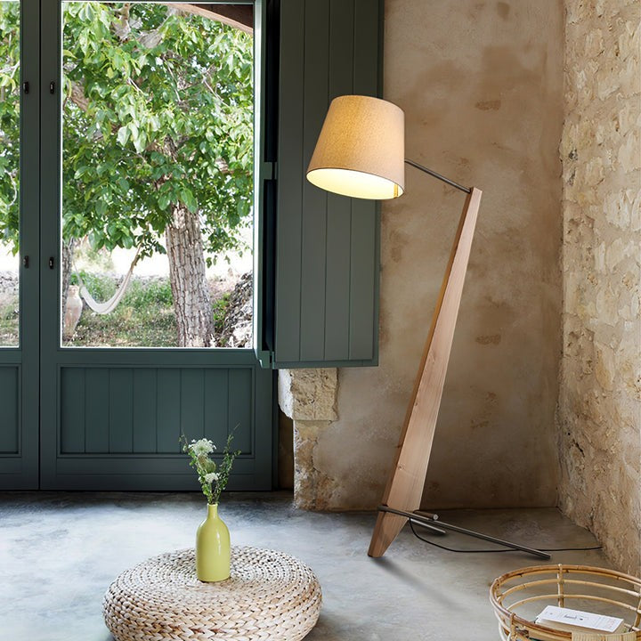 Large Modern Wood & Metal LED Floor Lamp