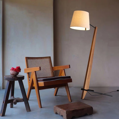 Large Modern Wood & Metal LED Floor Lamp