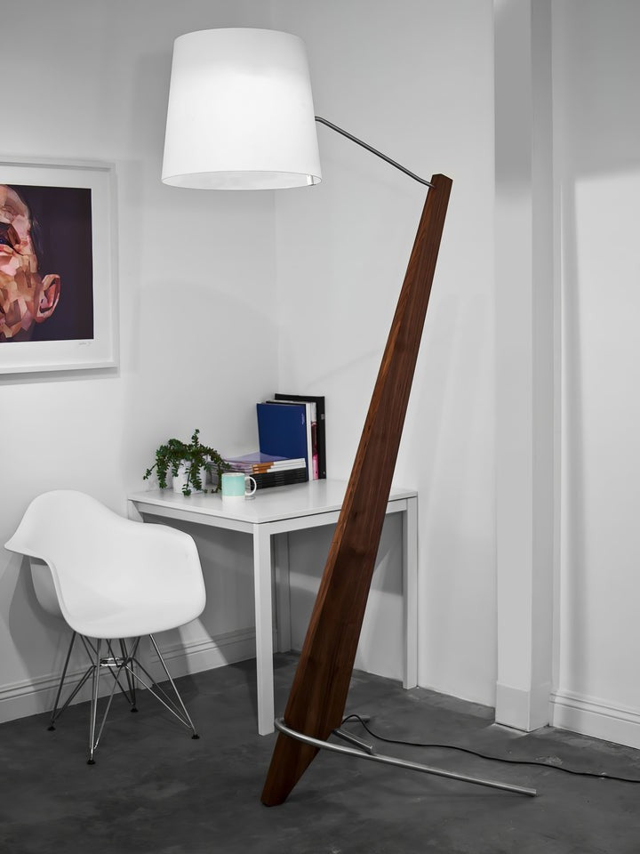 Large Modern Wood & Metal LED Floor Lamp