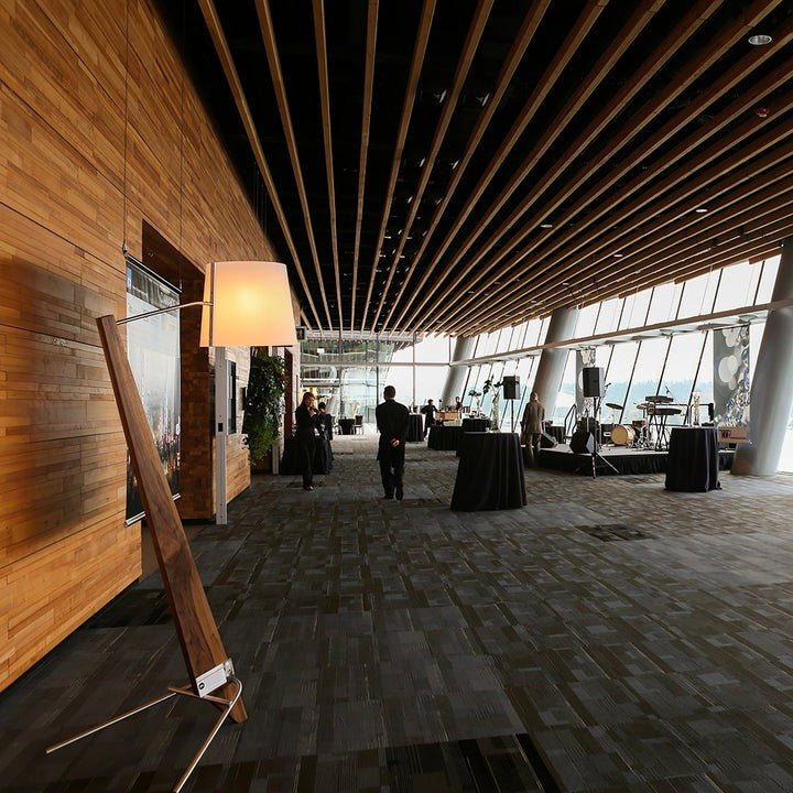 Large Modern Wood & Metal LED Floor Lamp