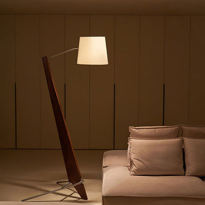 Large Modern Wood & Metal LED Floor Lamp