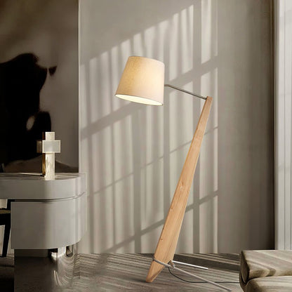 Large Modern Wood & Metal LED Floor Lamp