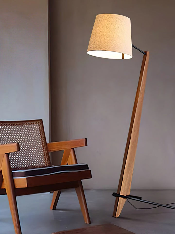 Large Modern Wood & Metal LED Floor Lamp