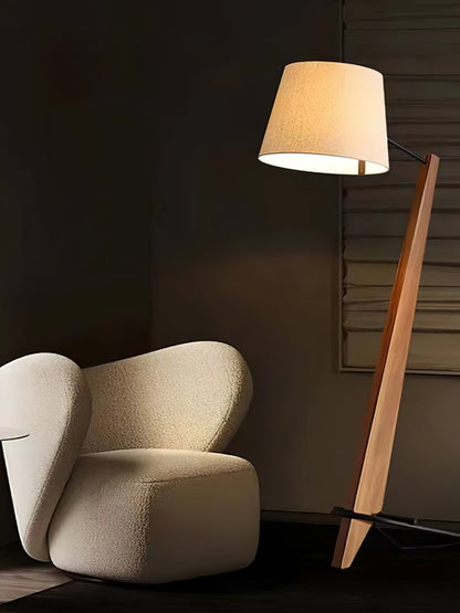 Large Modern Wood & Metal LED Floor Lamp
