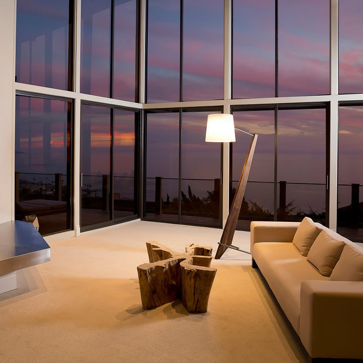 Large Modern Wood & Metal LED Floor Lamp