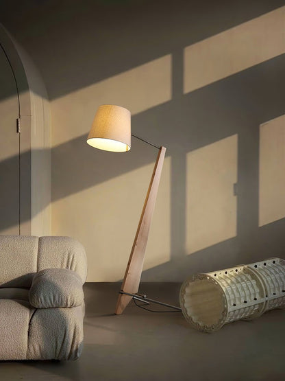 Large Modern Wood & Metal LED Floor Lamp