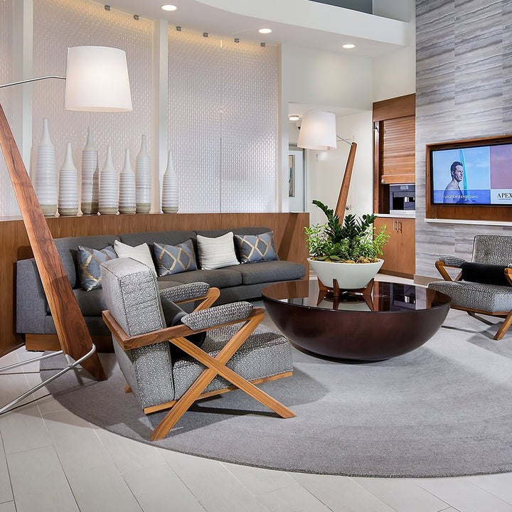 Large Modern Wood & Metal LED Floor Lamp