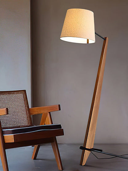 Large Modern Wood & Metal LED Floor Lamp