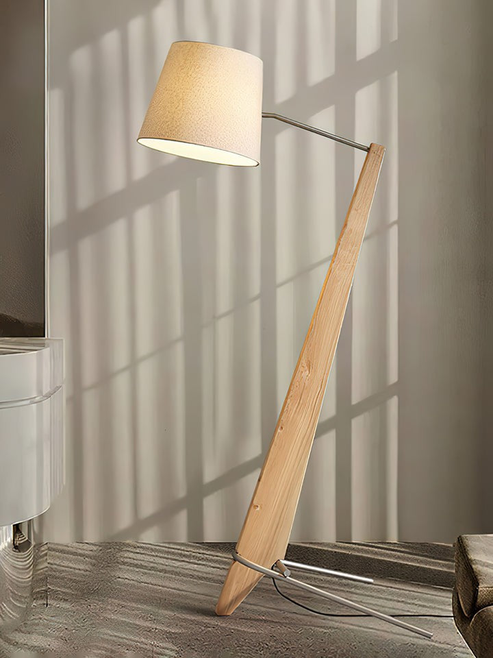 Large Modern Wood & Metal LED Floor Lamp