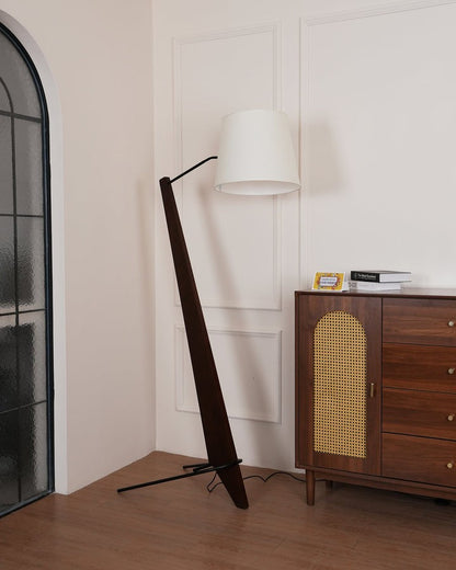Large Modern Wood & Metal LED Floor Lamp