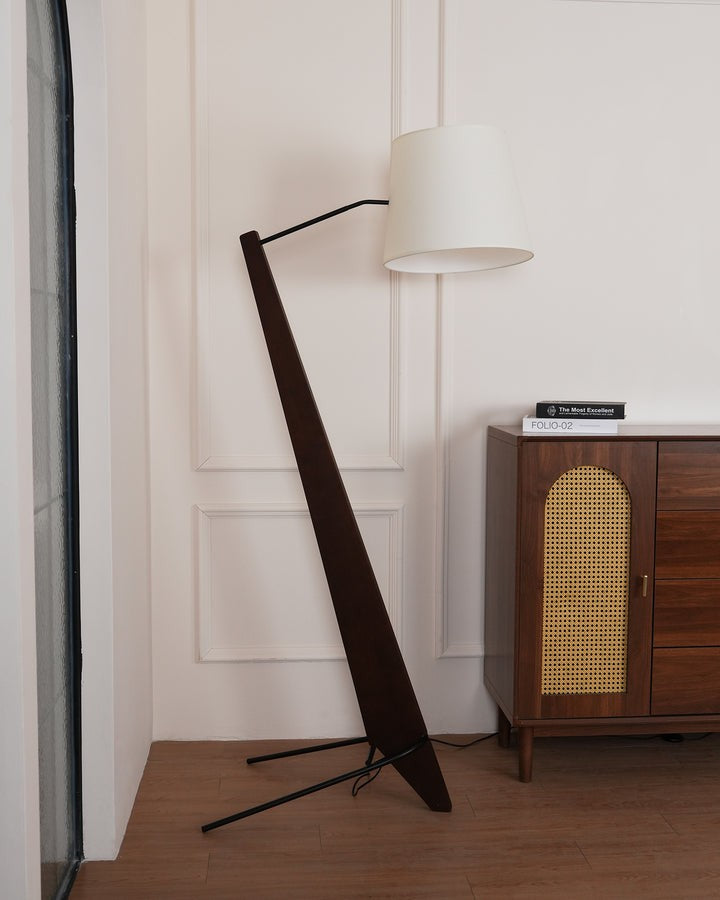 Large Modern Wood & Metal LED Floor Lamp