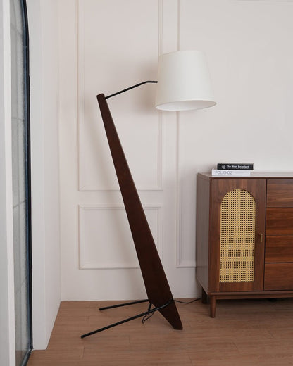 Large Modern Wood & Metal LED Floor Lamp