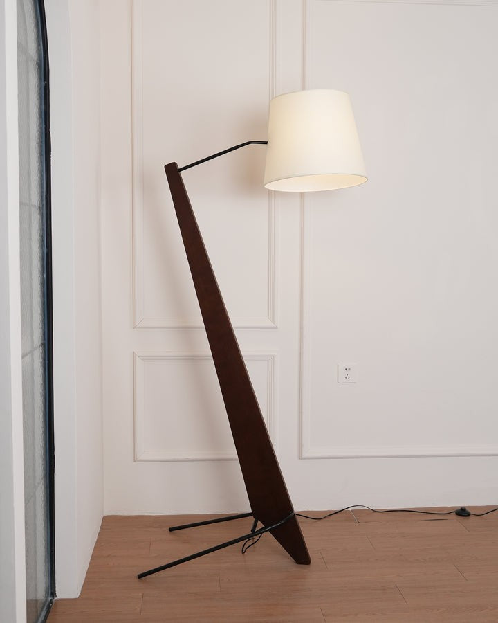 Large Modern Wood & Metal LED Floor Lamp