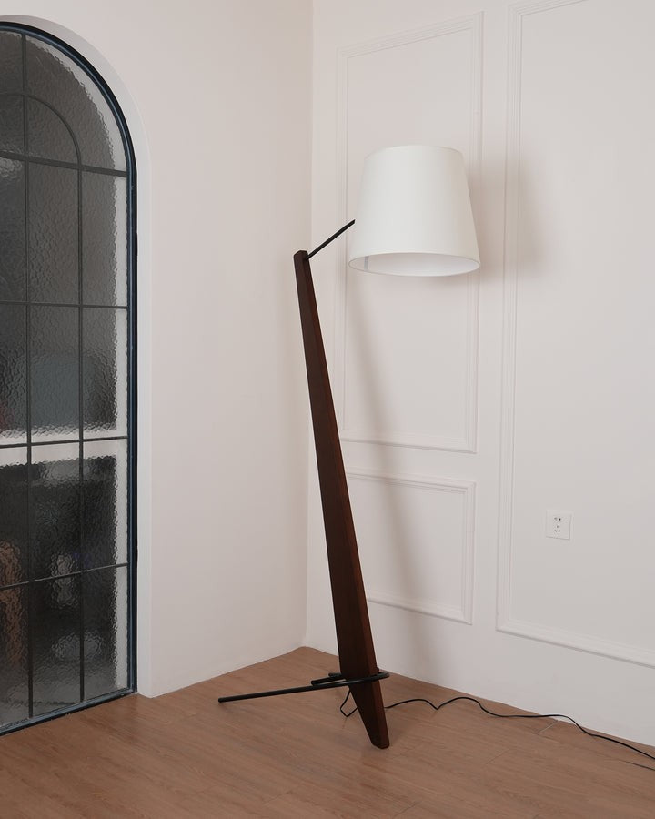 Large Modern Wood & Metal LED Floor Lamp