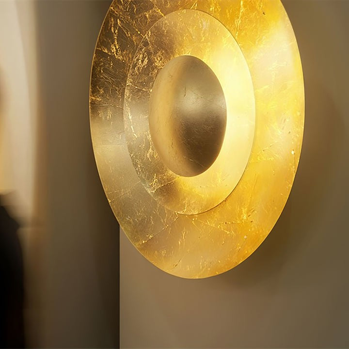 Layered LED Metal Wall Light with Gold Foil Finish