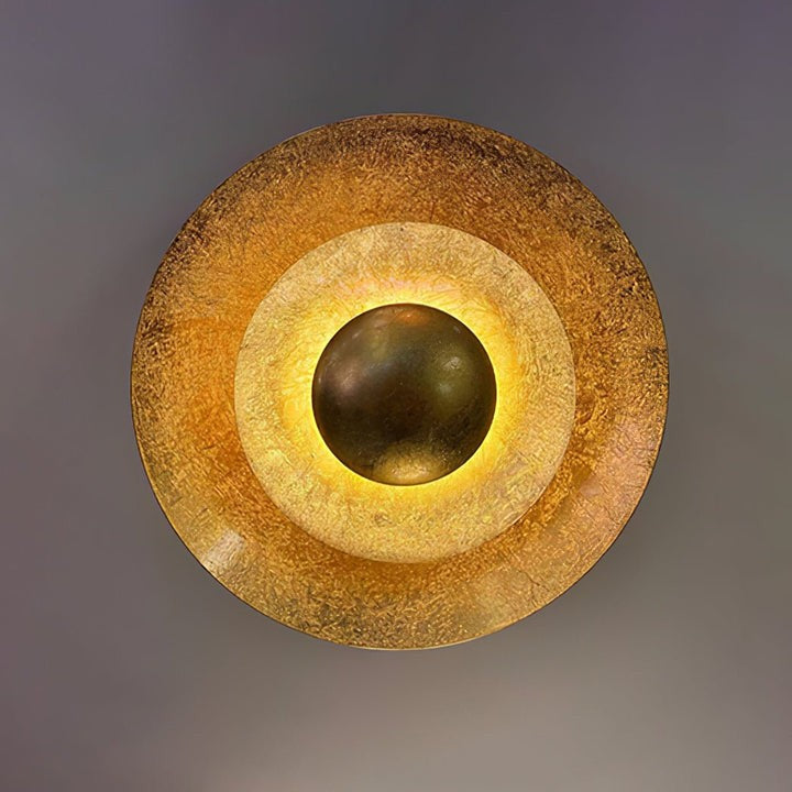 Layered LED Metal Wall Light with Gold Foil Finish