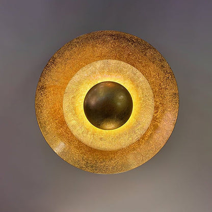 Layered LED Metal Wall Light with Gold Foil Finish