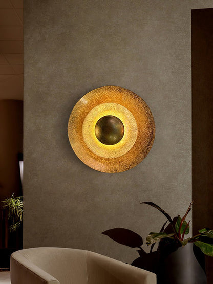 Layered LED Metal Wall Light with Gold Foil Finish