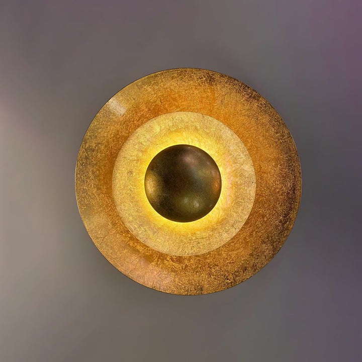 Layered LED Metal Wall Light with Gold Foil Finish