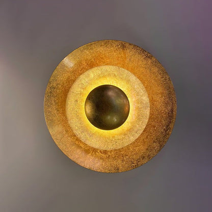 Layered LED Metal Wall Light with Gold Foil Finish