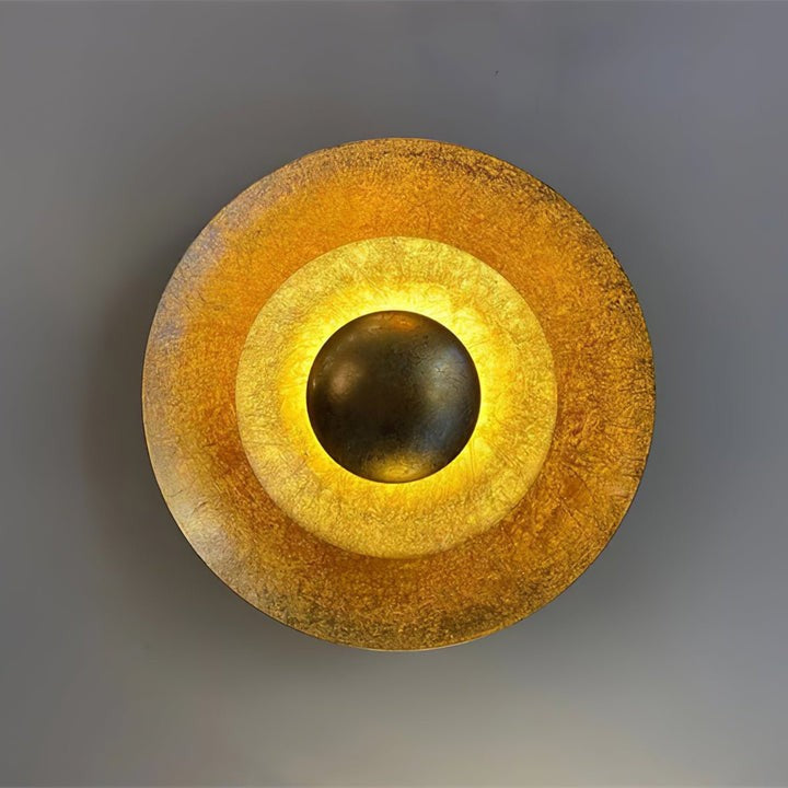 Layered LED Metal Wall Light with Gold Foil Finish