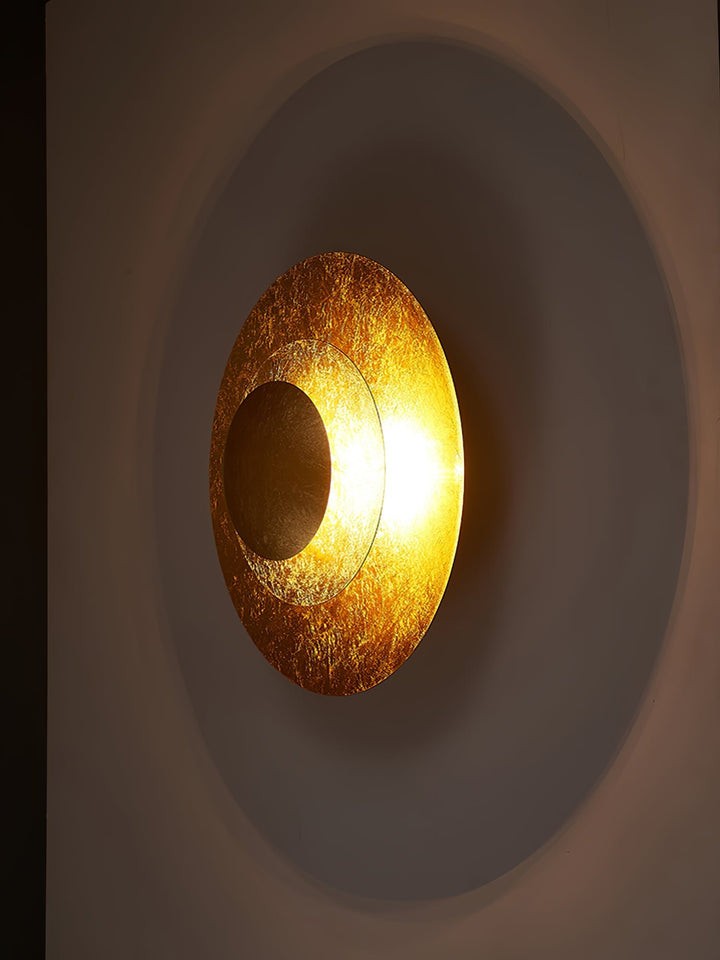 Layered LED Metal Wall Light with Gold Foil Finish