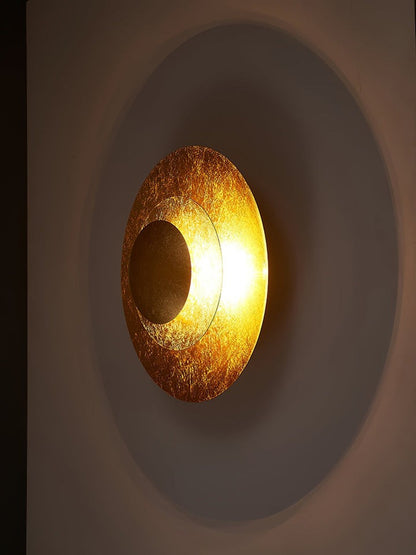 Layered LED Metal Wall Light with Gold Foil Finish