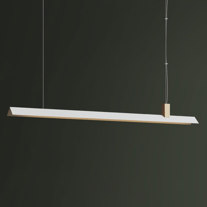 Loft-Style Linear Wood & Metal LED Pendant Light