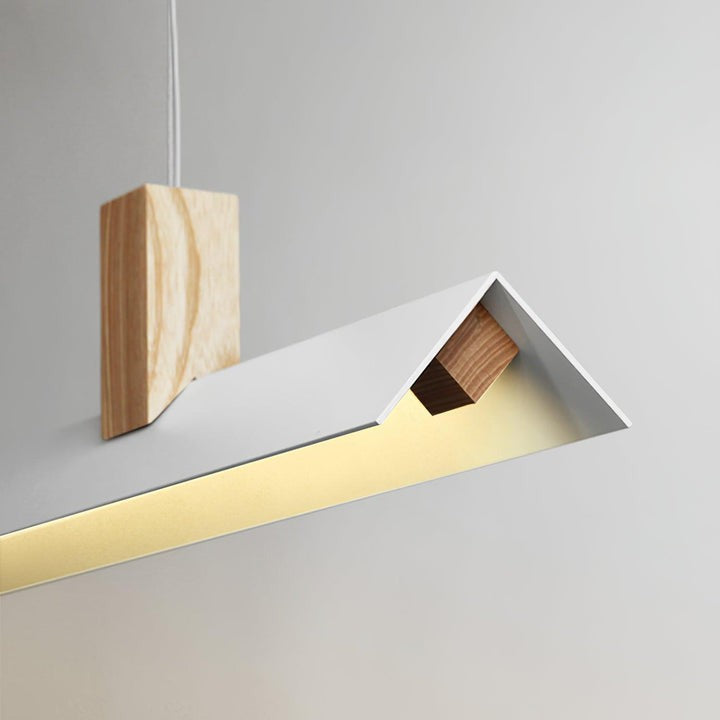 Loft-Style Linear Wood & Metal LED Pendant Light
