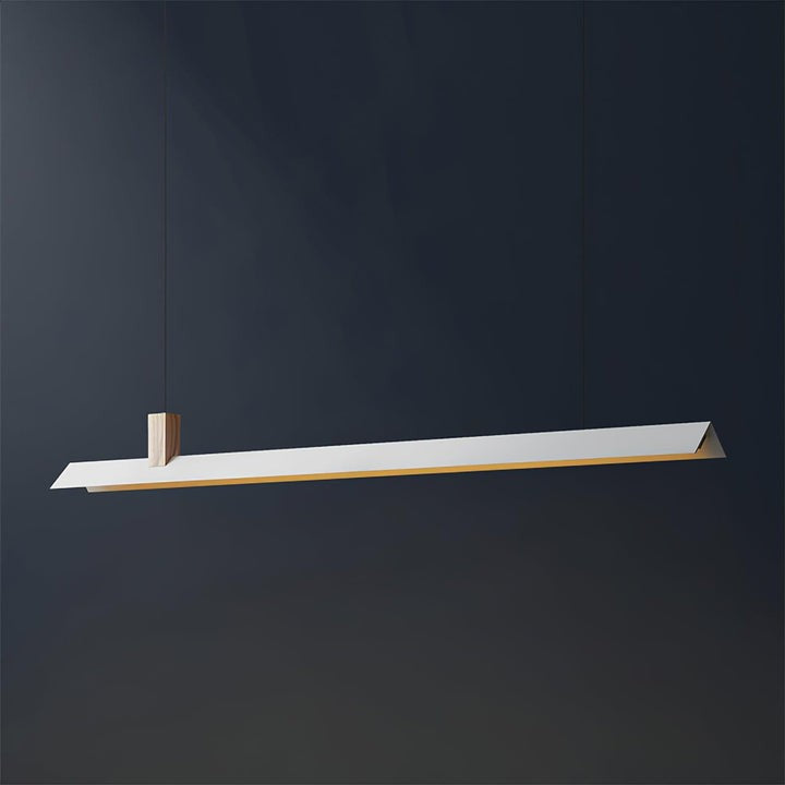 Loft-Style Linear Wood & Metal LED Pendant Light