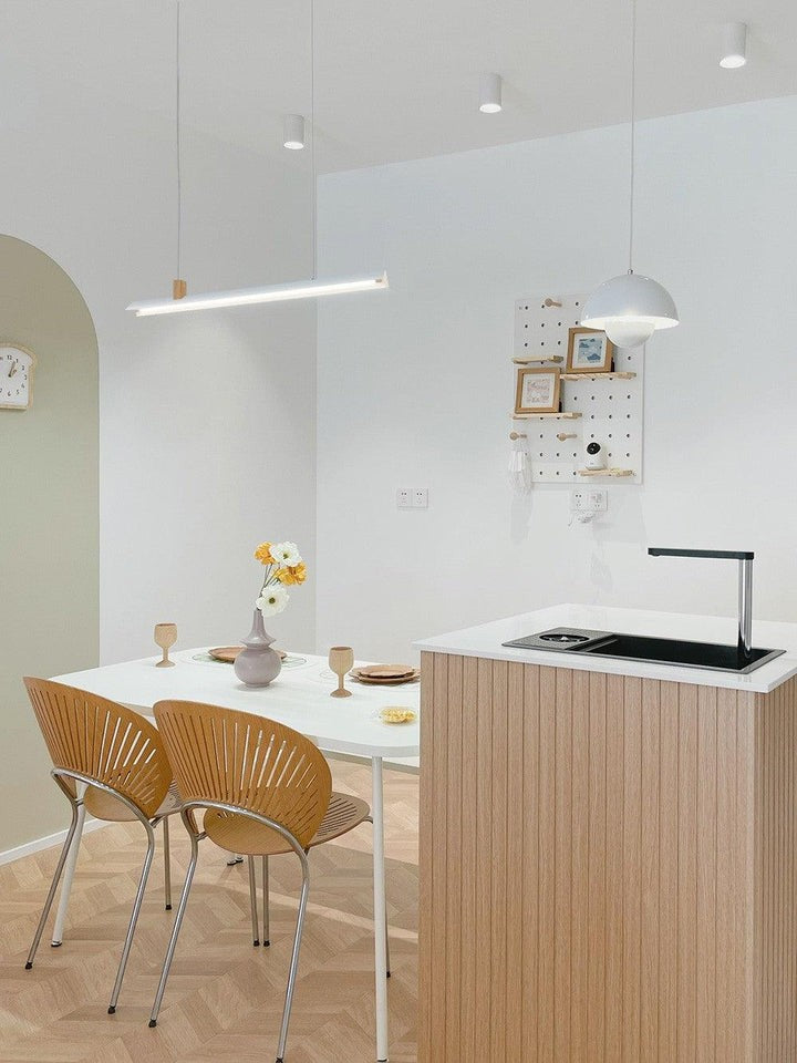 Loft-Style Linear Wood & Metal LED Pendant Light