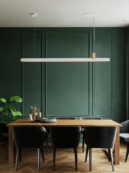 Loft-Style Linear Wood & Metal LED Pendant Light